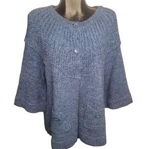 Caroll Reed Blue Chunky Knit Relaxed Fit Cardigan Sweater